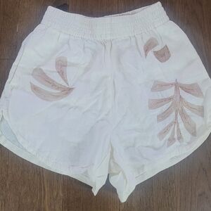 Madewell White Shorts with Brown Leaf Pattern